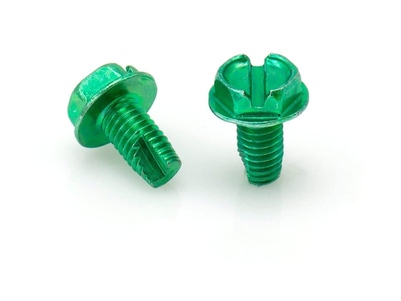 THE CIMPLE CO 1/2 in (13 mm) Self-Tapping Ground Screws - 10-32 Ground Screws - Electrical Grounding - Hex Head - Stainless Steel - Green, 10 Pieces - Image 1
